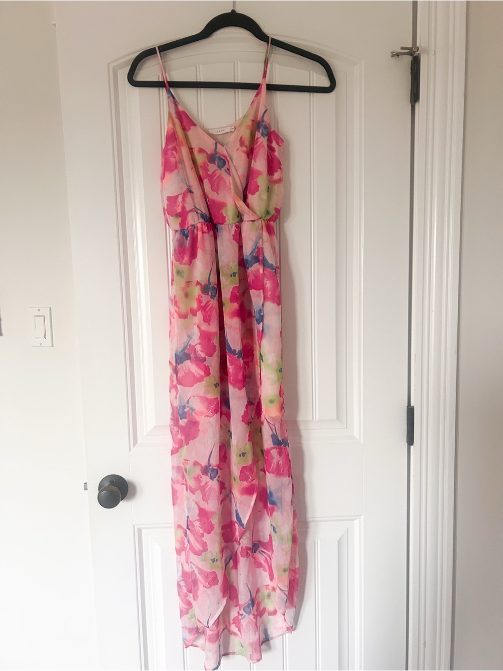 Lush Pink Floral High-Low Maxi Dress